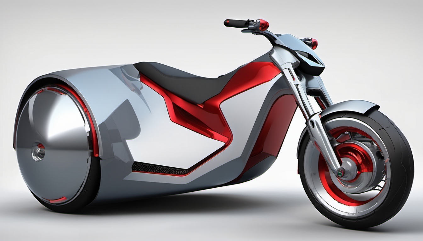 AI-generated image of a futuristic, sleek, and stylish trike that combines elements of a motorcycle and a car